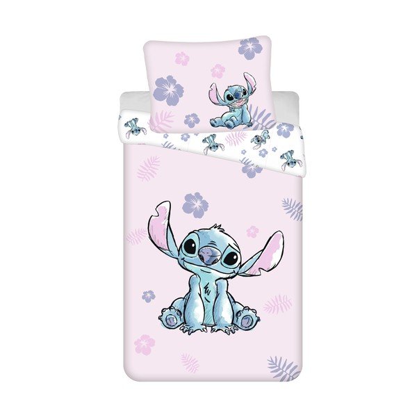 Set copripiumino e federa da bambini rosa chiaro in cotone per letto singolo 140x200 cm Lilo & Stitch "Pink" – Jerry Fabrics