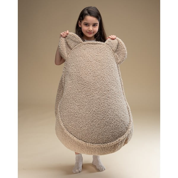 Pouf a sacco per bambini marrone chiaro con rivestimento in bouclé Bear – Wigiwama-image-4