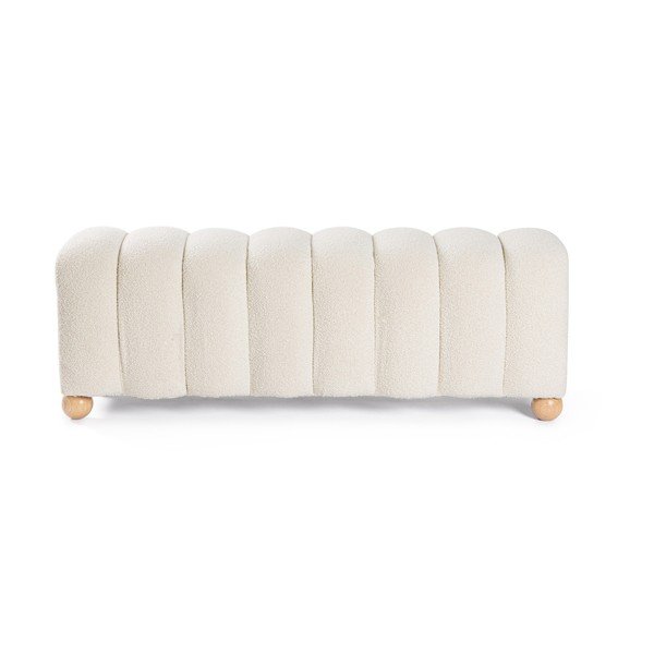 Panchina bianca in imbottito con rivestimento in bouclé Zora – Bizzotto