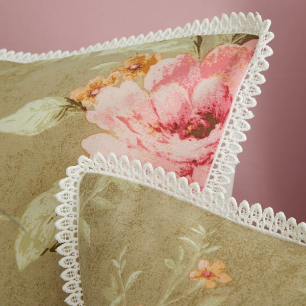 Biancheria da letto bianca/verde per letto singolo 135x200 cm Penelope Floral – Catherine Lansfield-image-4