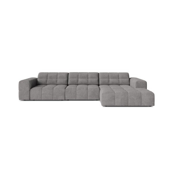Divano angolare grigio (con penisola a destra/con chaise lounge) con rivestimento in ciniglia Chicago – Cosmopolitan Design