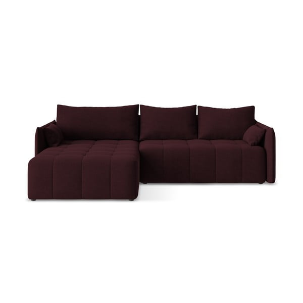 Divano angolare burgundy allungabile/con contenitore (con penisola a sinistra/con chaise lounge) Moku – Makamii