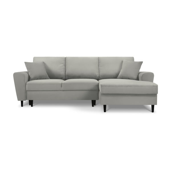 Divano angolare grigio chiaro allungabile e con contenitore (con penisola a destra/con chaise lounge) con rivestimento in velluto a coste Kyoto – Cosmopolitan Design