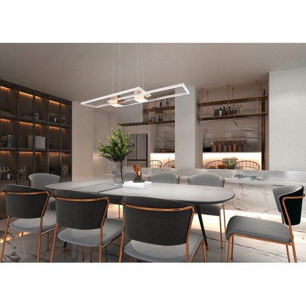 Lampadario bianco/bronzo a LED dimmerabile con telecomando Albany - Trio-image-1