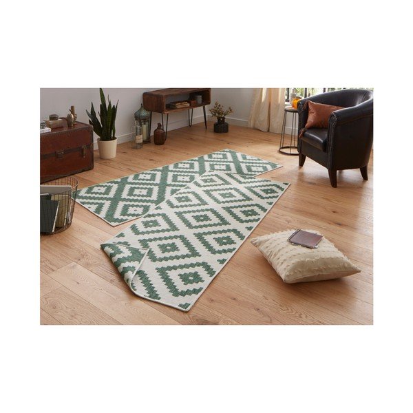 Tappeto da esterno verde e crema , 80 x 345 cm Malta - NORTHRUGS-image-3