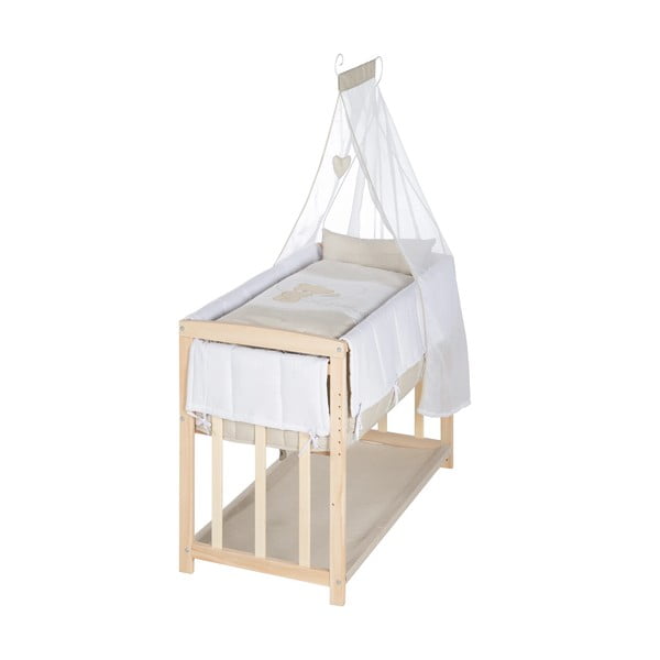 Culla in colore naturale con spazio per riporre oggetti e baldacchino 90x45 cm Liebhabär - Roba-image-2