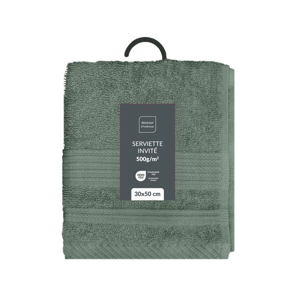 Asciugamano tipo terry color salvia in cotone 30x50 cm Tendresse – douceur d'intérieur-image-4