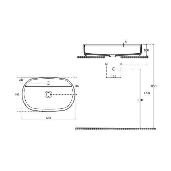 Lavabo bianco in ceramica 60x40 cm Infinity Oval – Sapho-image-3