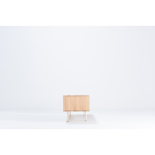 Mobile TV bianco-color legno naturale in legno di quercia 200x48 cm Fina - Gazzda-image-4