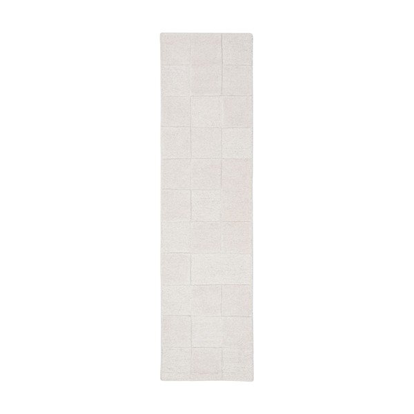 Passatoia avorio in lana tessuta a mano 60x230 cm Checkerboard – Flair Rugs