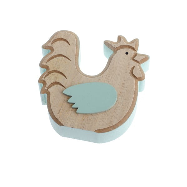 Dřevěná dekorace s detailem v modré barvě Dakls Rooster