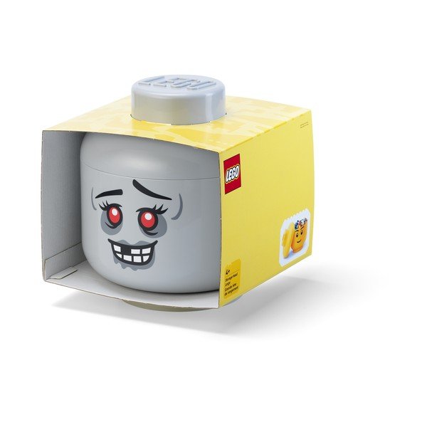 Scatola per bambini grigia in plastica ø 24x27 cm Head Zombie L – LEGO®-image-2