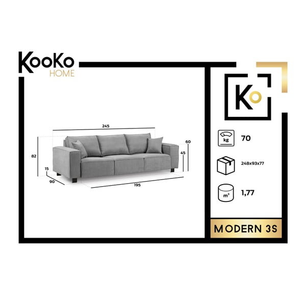 Béžová pohovka Kooko Home Modern, 245 cm-image-3