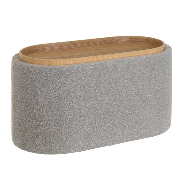 Poggiapiedi grigio chiaro in tessuto bouclé - Casa Selección-image-2