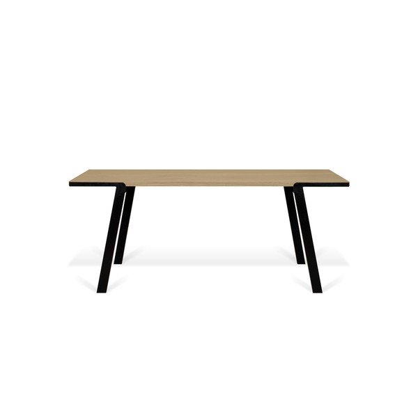Tavolo da pranzo con piano in rovere e gambe nere , 180 x 90 cm Drift - TemaHome