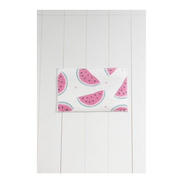 Tappeto da bagno bianco e rosa Tropica Watermelon, 60 x 40 cm - Foutastic
