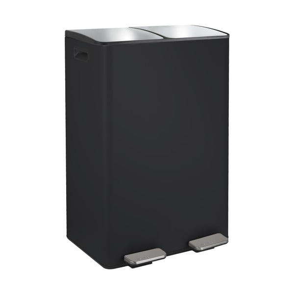 Cestino per la spazzatura nero opaco in acciaio per raccolta differenziata/con pedale 2x30 l   Aliya – Spirella