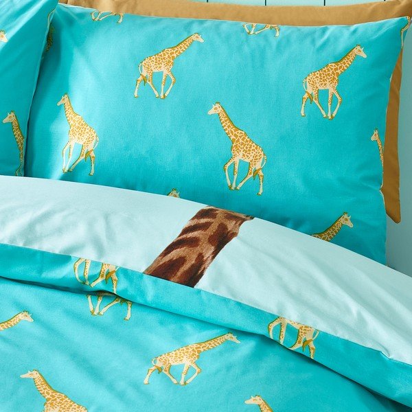 Set copripiumino e federa da bambini turchese per letto matrimoniale e per letto esteso 230x220 cm Havin A Giraffe – Catherine Lansfield-image-4
