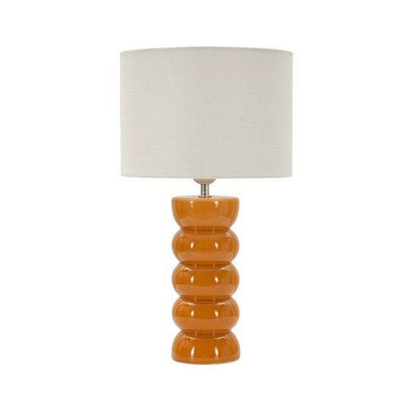 Lampada da tavolo color senape/bianca in ceramica con paralume in tessuto (altezza totale 46 cm) Torr – Mauro Ferretti