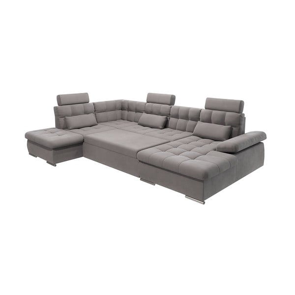 Divano angolare grigio allungabile e con contenitore (con penisola a sinistra/a U) Merkur – Ropez-image-2
