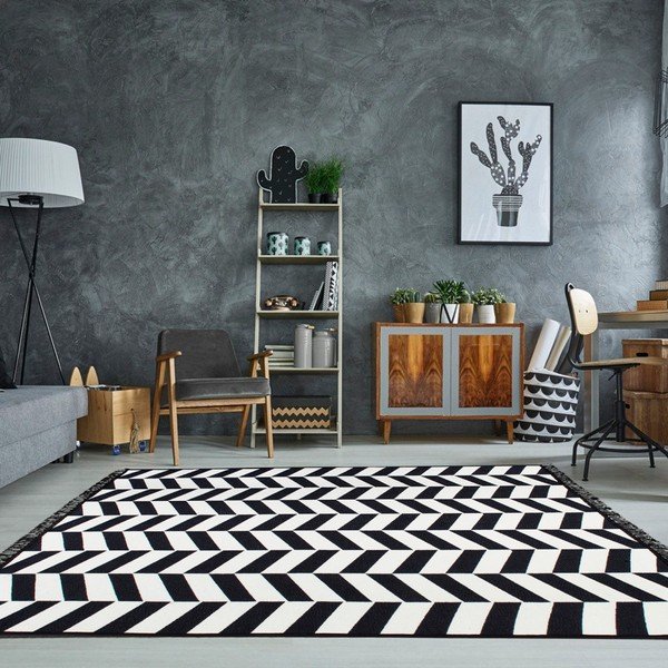 Tappeto bifacciale in bianco e nero Morpheus, 80 x 150 cm - Cihan Bilisim Tekstil-image-3