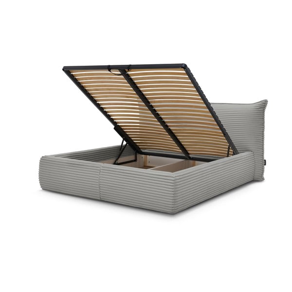 Letto matrimoniale grigio imbottito con spazio contenitivo con griglia inclusa 160x200 cm Jade – Bobochic Paris-image-3