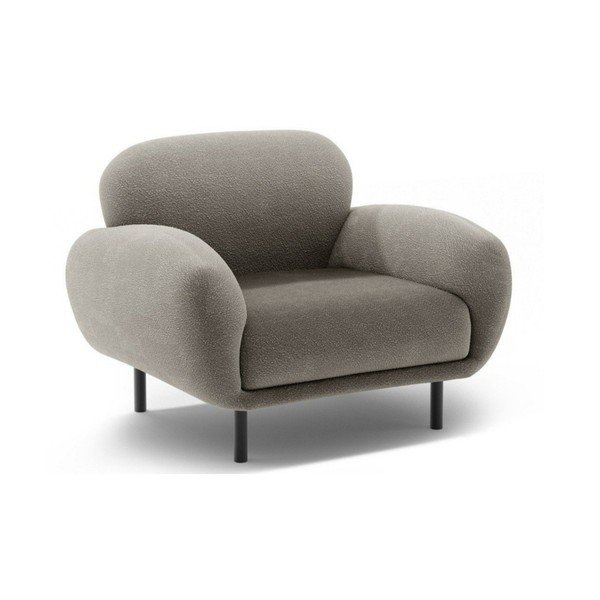 Poltrona grigia con rivestimento in bouclé Poppy – Micadoni 