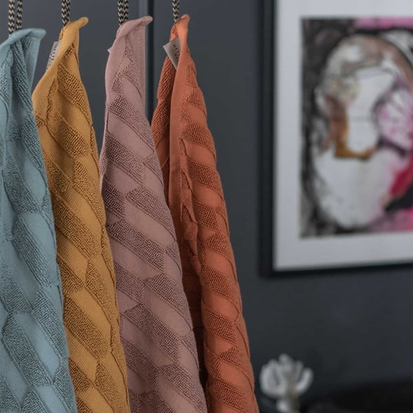 Asciugamano in cotone verde scuro 50x95 cm Geo - Mette Ditmer Denmark-image-3