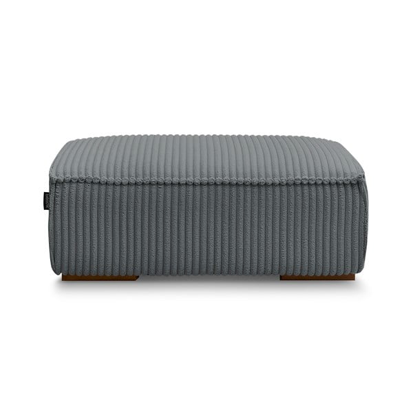 Poggiapiedi grigio scuro con rivestimento in velluto a coste Chelsea – Bobochic Paris