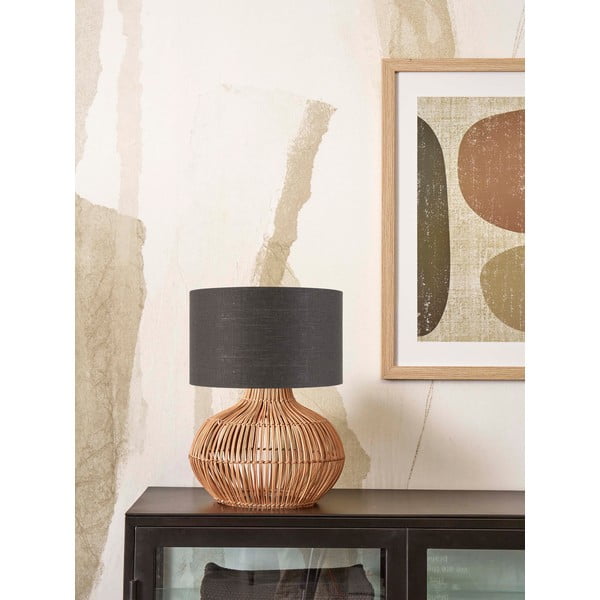Lampada da tavolo con paralume in tessuto di colore grigio scuro-naturale (altezza 48 cm) Kalahari - Good&Mojo-image-2
