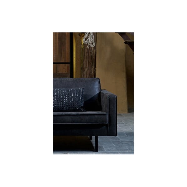 Divano angolare nero (con penisola a sinistra/con chaise lounge) con rivestimento in finta pelle Rodeo – WOOOD-image-3