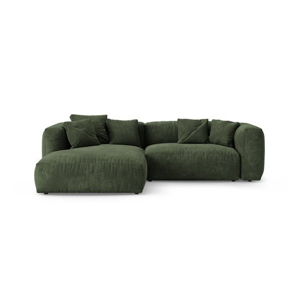 Divano angolare componibile verde allungabile (con penisola a sinistra/con chaise lounge) con rivestimento in velluto – Micadoni 