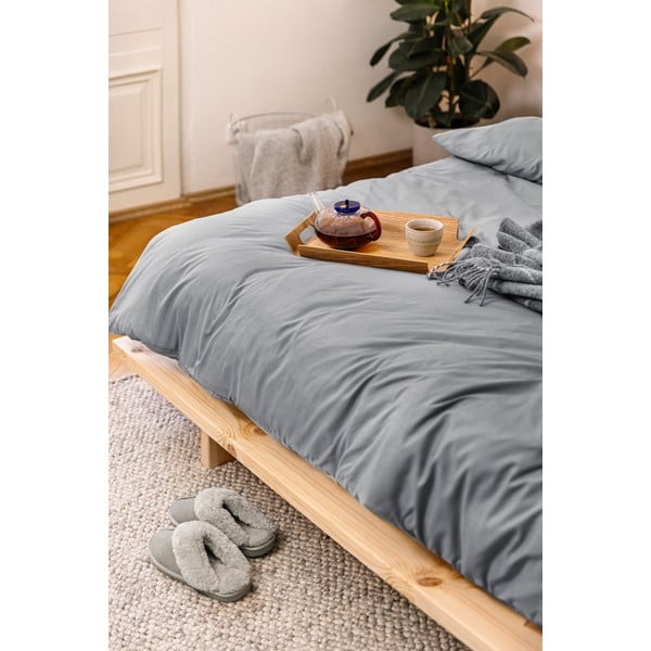 Biancheria da letto matrimoniale grigia in microsatin 200x200 cm Basic - Bonami Essentials-image-3