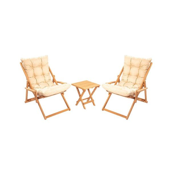 Set da giardino in legno di faggio in colore crema-naturale per 2 persone - Floriane Garden