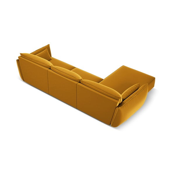Divano angolare color senape (con penisola a sinistra/con chaise lounge) con rivestimento in velluto Vanda – Mazzini Sofas-image-3