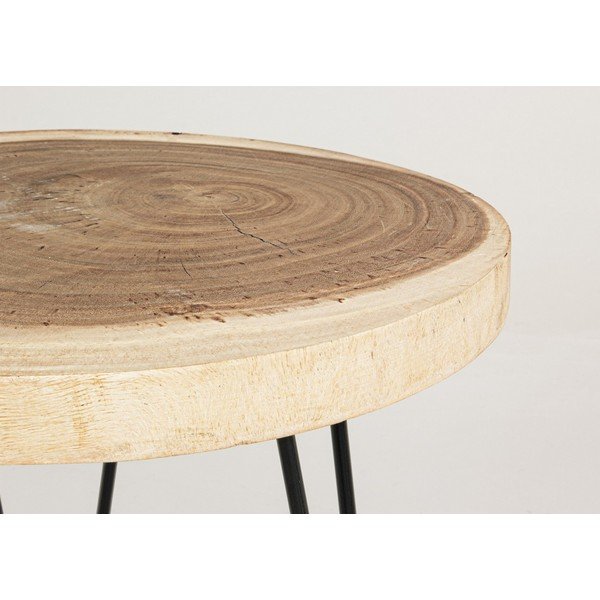 Tavolino rotondo in munggur massiccio ø 56 cm Tuala – Bizzotto-image-2