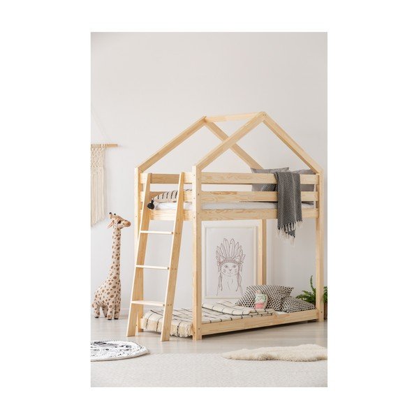 Letto a castello in legno di pino Mila DMPB, 90 x 140 cm - Adeko