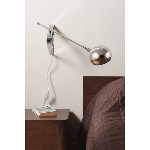 Lampada da parete color argento lucido in acciaio con alimentazione a corrente con struttura flessibile Lincon – Jotex-image-1