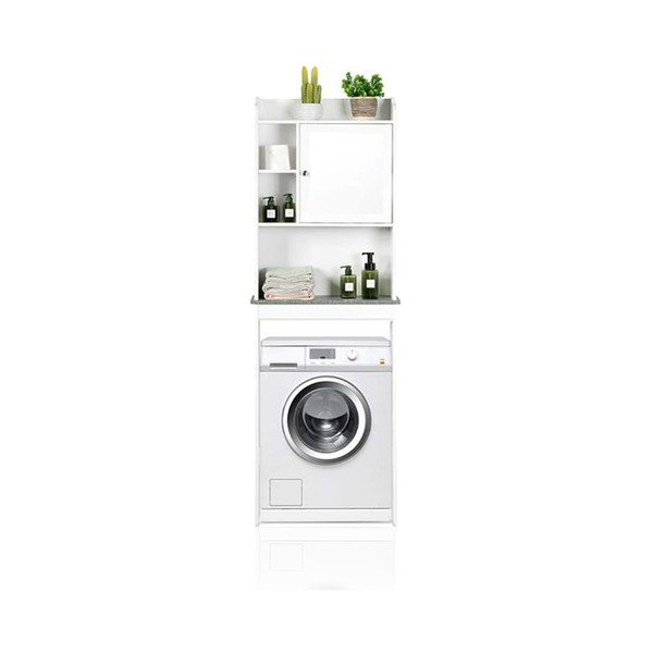 Mobile per lavatrice bianco alto 58x173 cm Laundry – Tomasucci-image-2