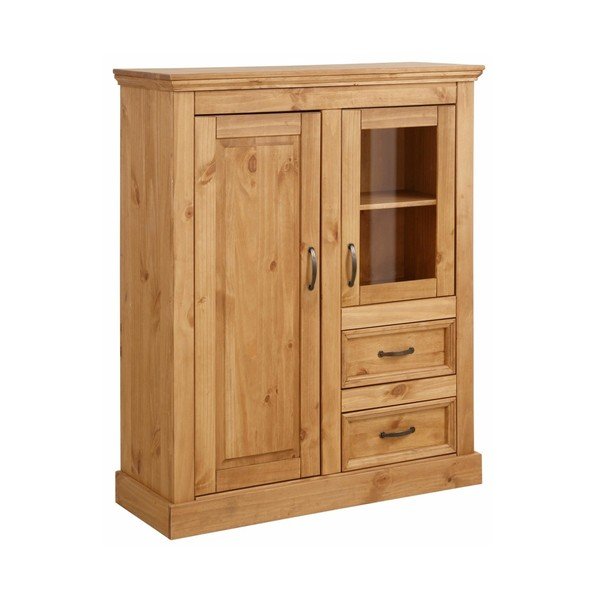 Armadietto marrone a due ante in legno di pino massiccio Suzie - Støraa-image-1