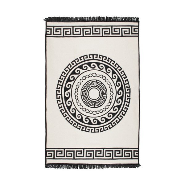 Tappeto bifacciale beige e nero Mandala, 120 x 180 cm - Cihan Bilisim Tekstil-image-1