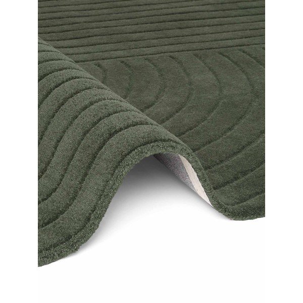 Tappeto rotondo verde scuro in lana tessuto a mano ø 120 cm Arcura – Vikosa-image-4
