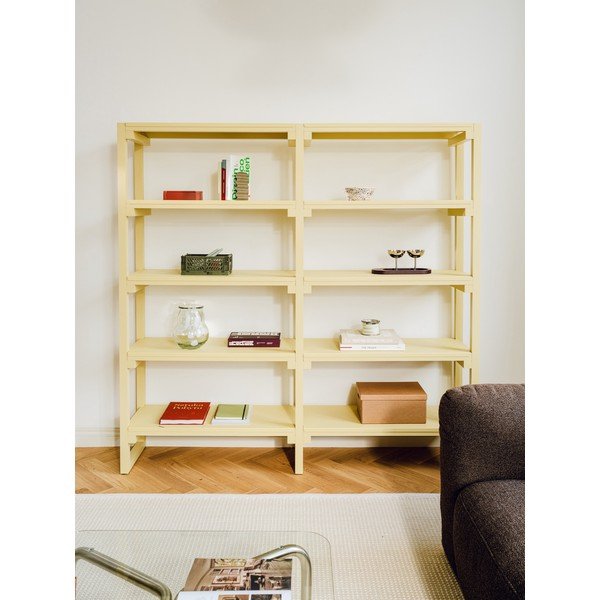 Scaffale giallo chiaro in faggio massiccio 184x180x37 cm Noru – noo.ma-image-2