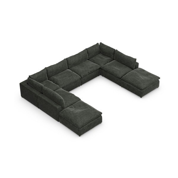 Divano angolare a U grigio scuro Moonlight - Furninova-image-3