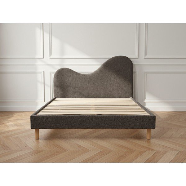 Letto matrimoniale imbottito marrone imbottito con rete inclusa 160x200 cm Celina – Bobochic Paris-image-3