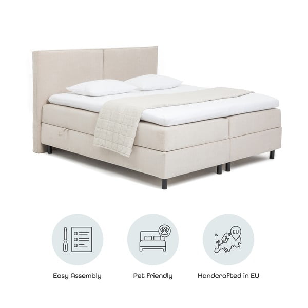 Letto boxspring beige con contenitore 160x200 cm Elva Bold – Bonami Selection-image-4