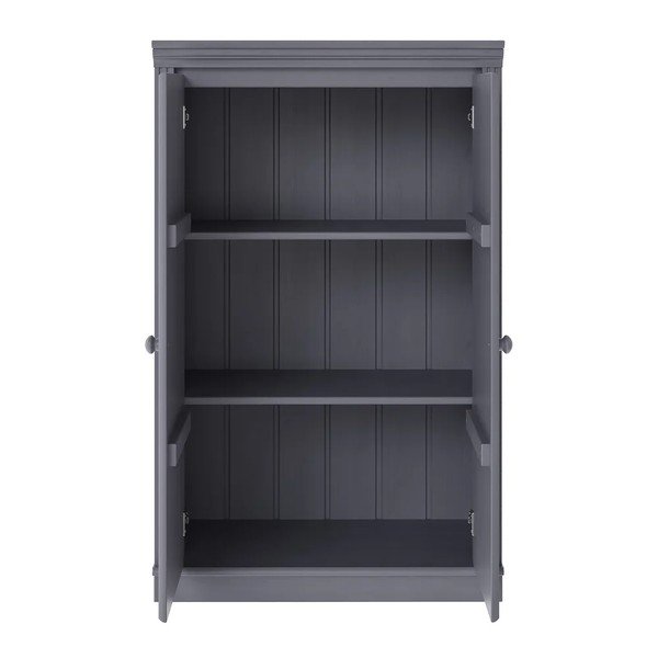 Armadietto grigio in pino massiccio 74x118x35 cm Anita – Støraa-image-2