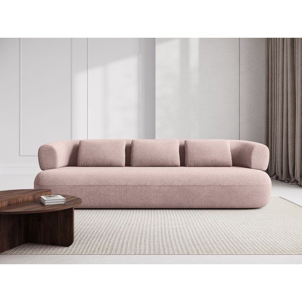 Divano rosa chiaro con rivestimento in bouclé 200 cm Jenny – Micadoni -image-1