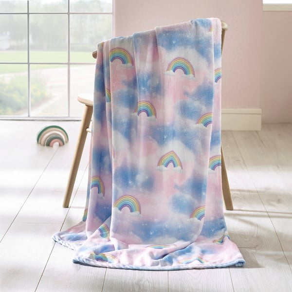 Coperta per bambini blu e rosa in micropile 130x170 cm Candy Unicorn – Catherine Lansfield-image-1