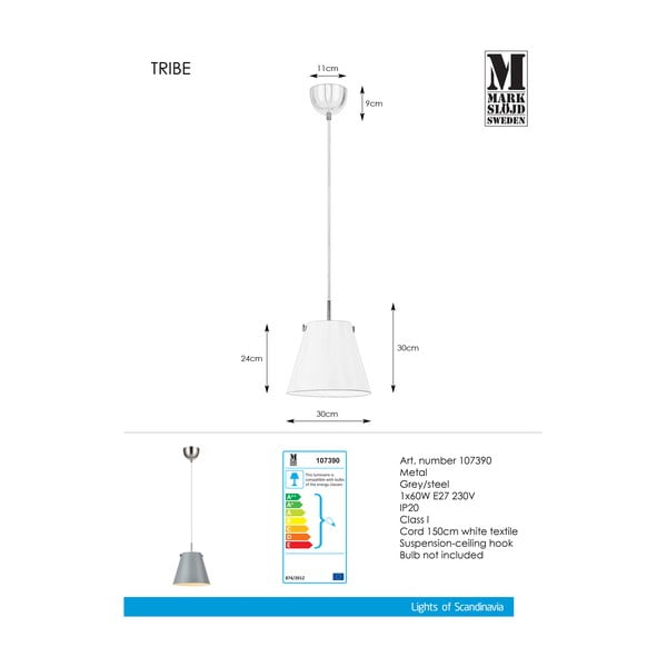 Lampada da soffitto grigia , ø 30 cm Tribe - Markslöjd-image-2